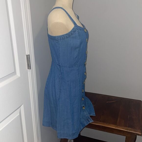 Loft Denim Button Front Dress Size 2P - Picture 3 of 10
